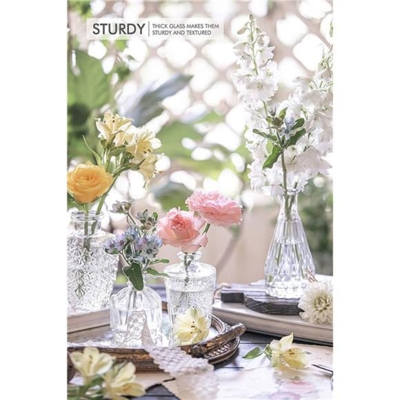 Bud Vase Set of 10 - Small Clear Vases in Bulk,Cute Glass Vases for Centerpieces - Picture 4 of 6